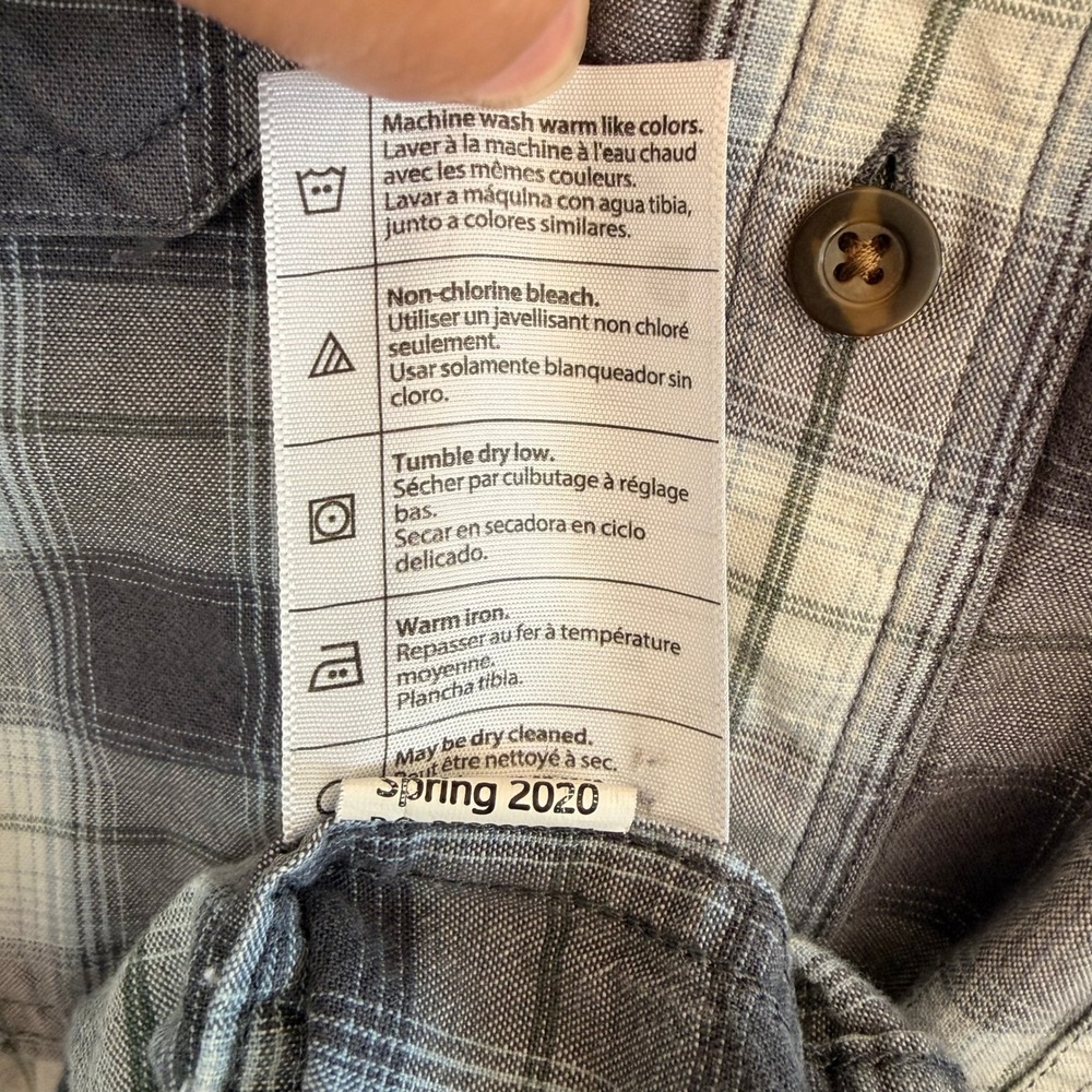 Carhartt Shirt Men's L Blue Gray Plaid Button Up Short Sleeve Original Fit - Picture 5 of 7